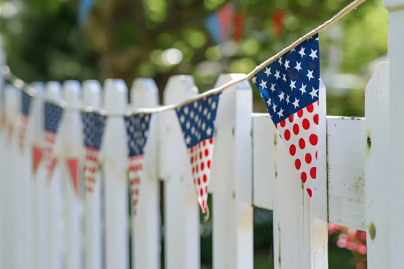 Домашние украшения в американских цветах для празднования Дня независимости.