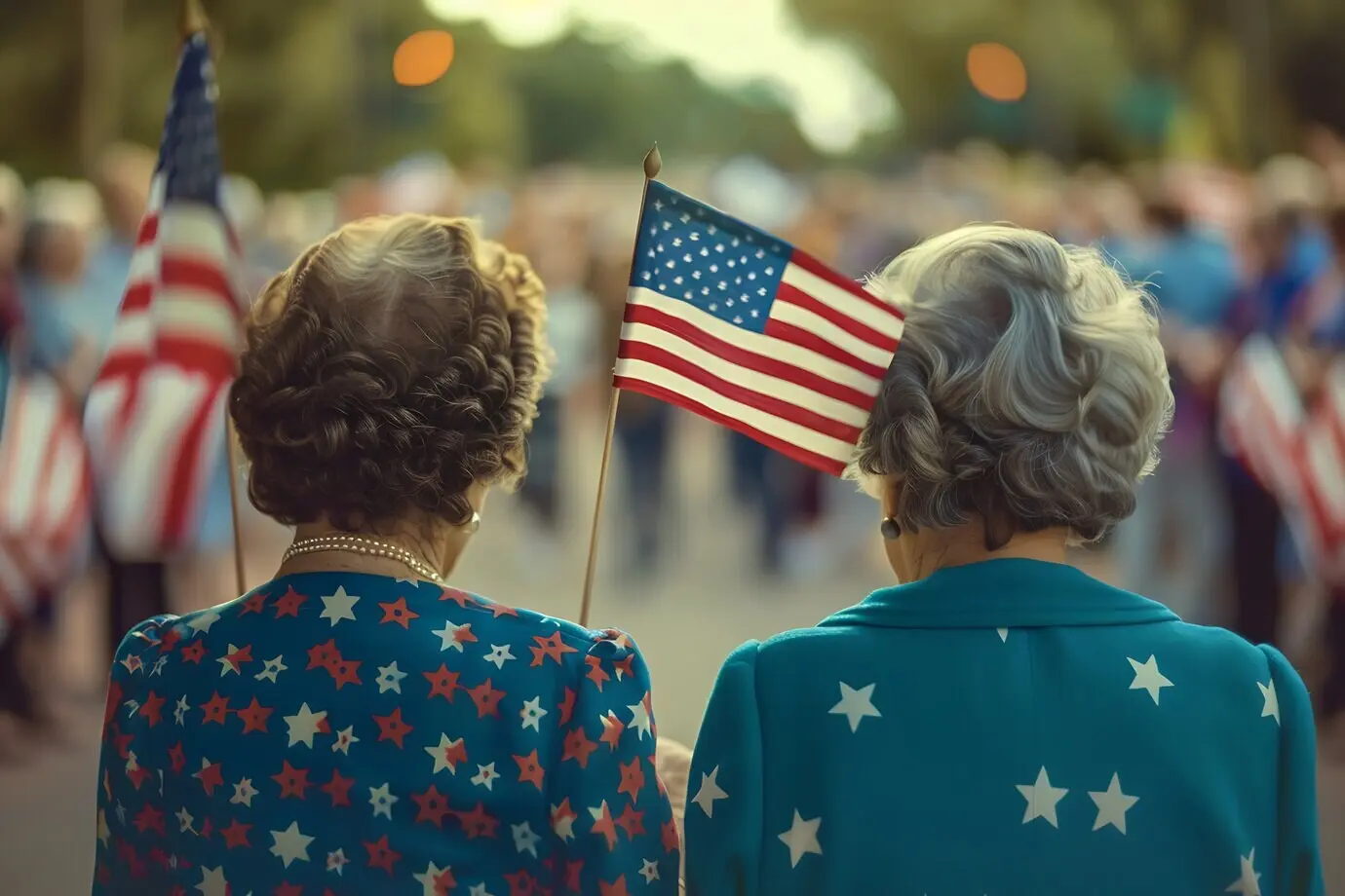 Празднование Дня независимости США с флагом